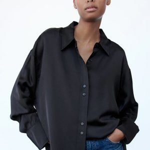 (NWT) ZARA Satin Effect Oversized Shirt